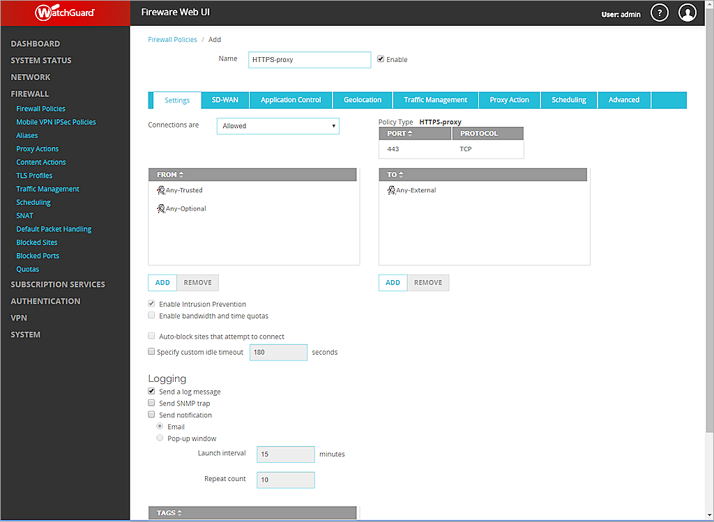 screenshot of firebox, the https-proxy policy